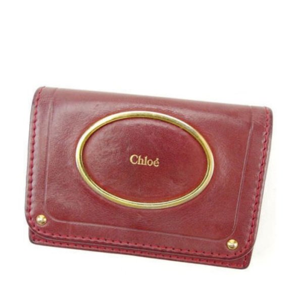 Authenticity guaranteed Used Chloe Card Case Red Woman - Picture 1 of 6